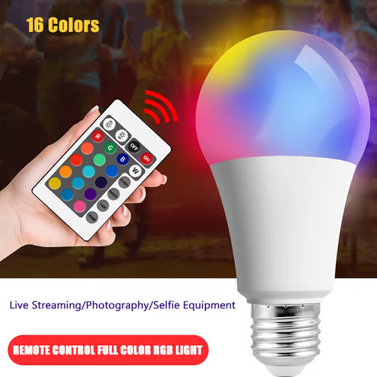 LED RGB Light Bulb AC 220V 230V E27 Bombillas LED IR Remote Control Changeable Colorful RGBW Led Lamp Spotlight Bulb